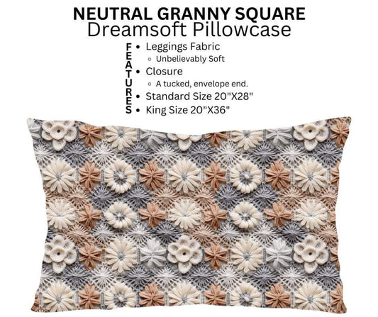 Neutral Granny Square Dreamsoft Pillowcase