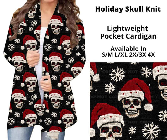 Holiday Skull Knit Pocket Cardigan