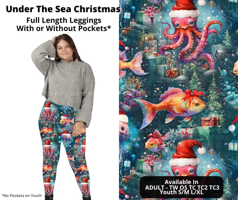 Under The Sea Christmas Full Length Leggings w/ Pockets