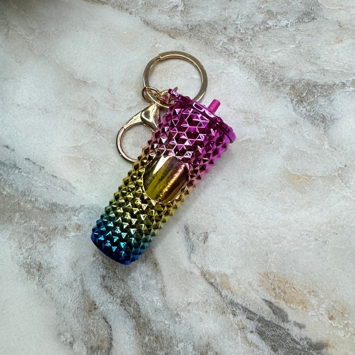 Keychain - Studded Tumbler - Rainbow