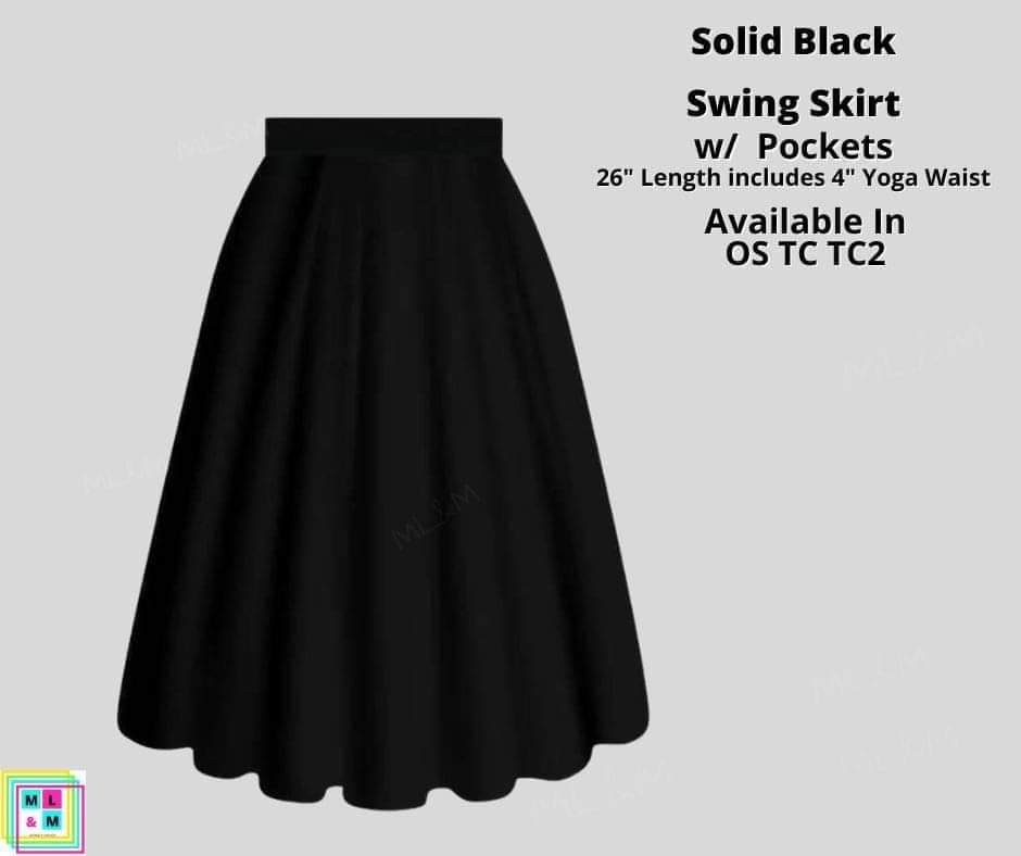 Solid Black Swing Skirt