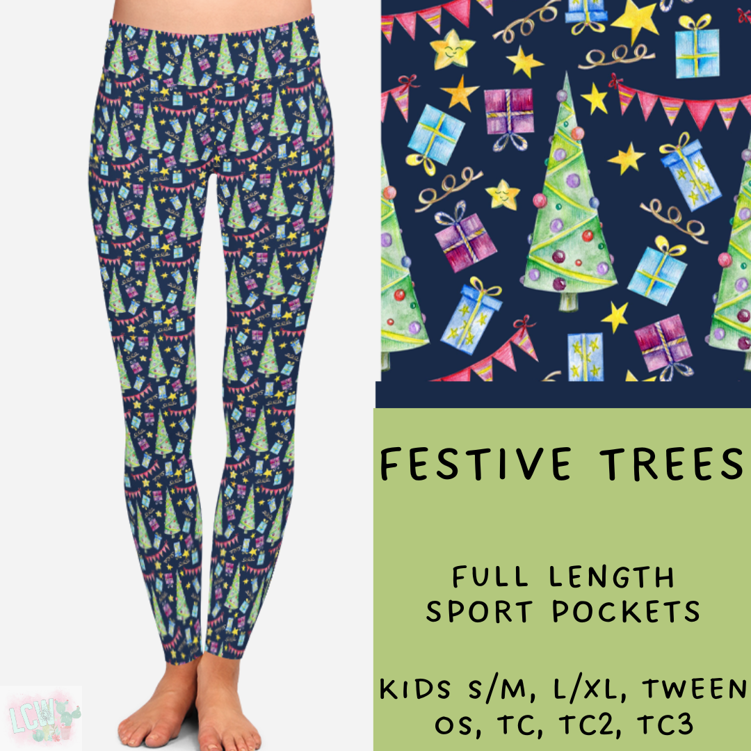 Ready To Ship - Festive Trees Leggings & Capris