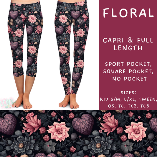 Batch #252 - Valentines Day - Closes 12/11 - ETA late Jan - Floral Full and Capri Length Leggings