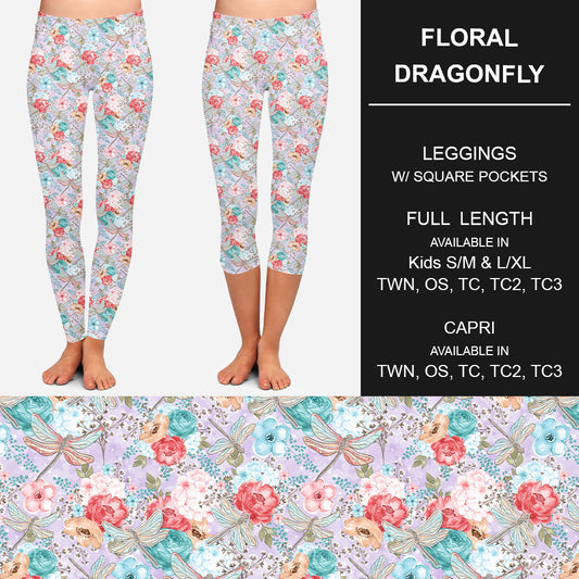 RTS - Floral Dragonfly Leggings w/ Pockets