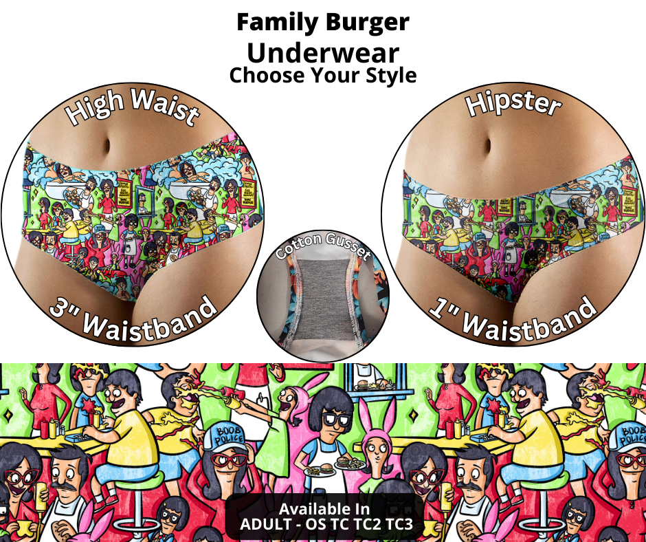 Preorder! Closes 12/12. ETA Feb. Family Burger Hipster & High Waist Underwear