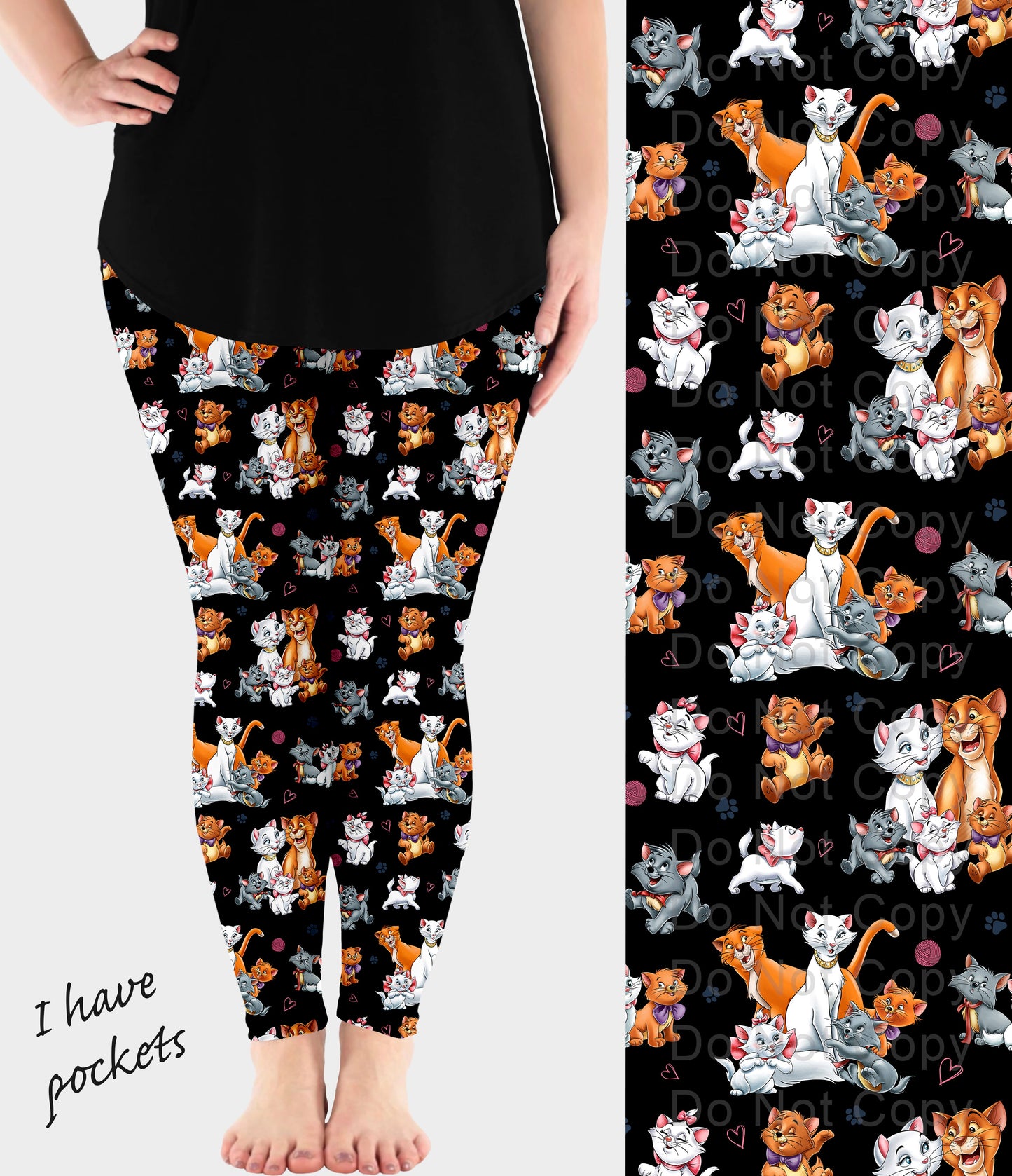 RTS - Fancy Cats Leggings w/ Pockets