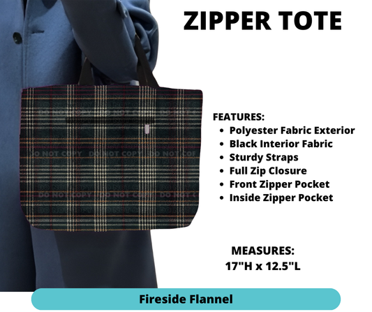 Fireside Flannel Zipper Tote