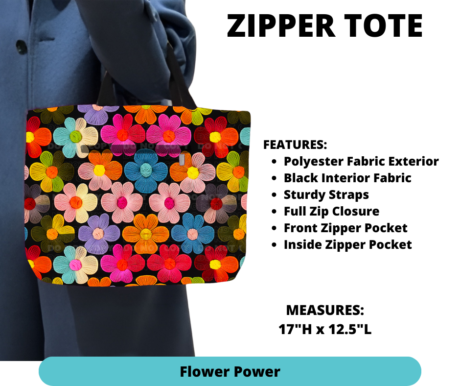 Preorder! Closes 12/4. ETA Feb. Flower Power Zipper Tote