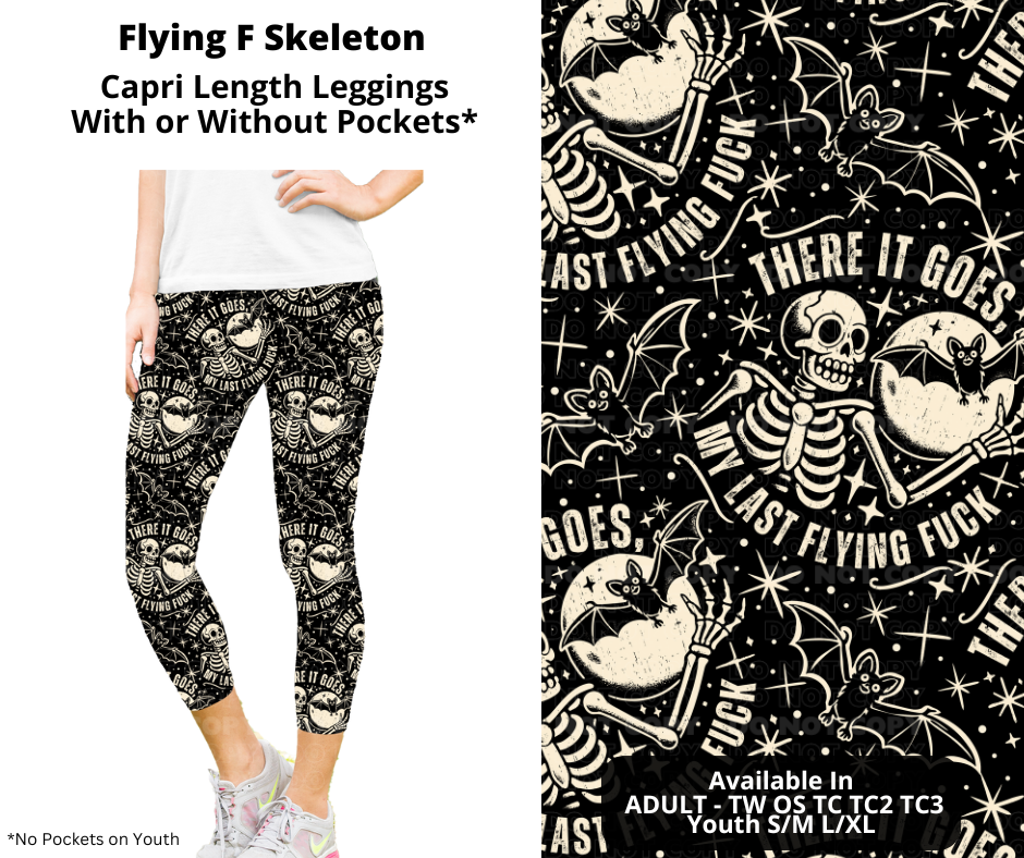 Flying F Skeleton Capri Length Leggings w/ Pockets