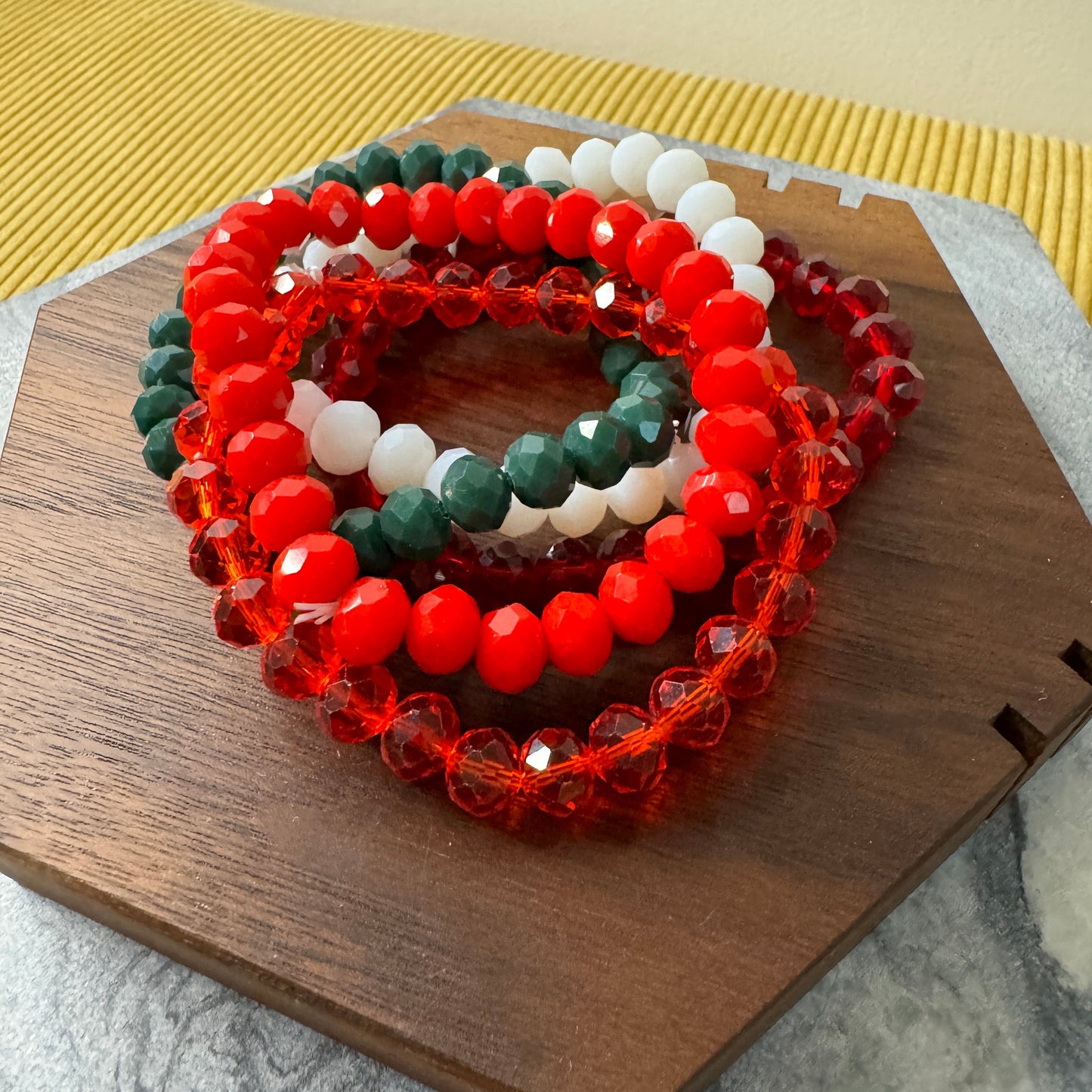 Bracelet Pack - Christmas Red + Green Bead