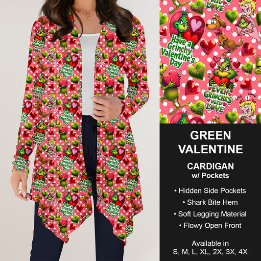 B197 Preorder - Green Valentine Cardigan w/ Pockets (Closes 12/01. ETA: late Jan.)