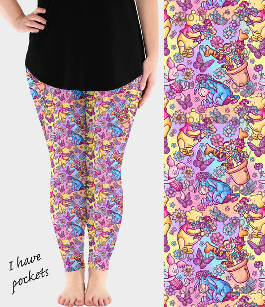 RTS - Garden Bear Leggings w/ Pockets