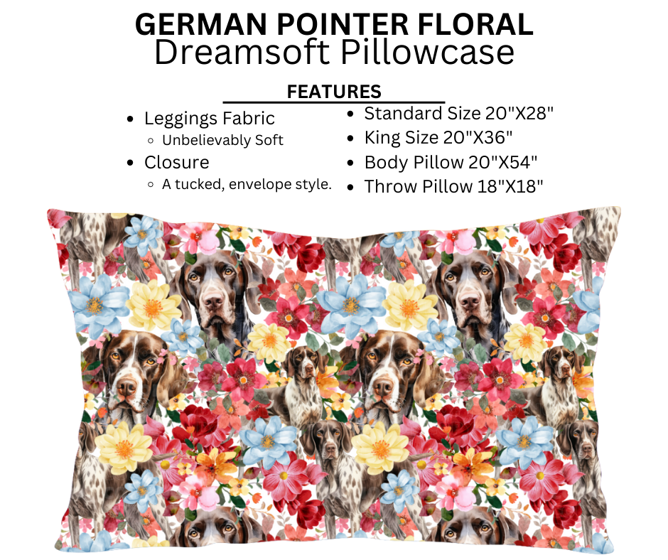 German Pointer Floral Dreamsoft Pillowcases