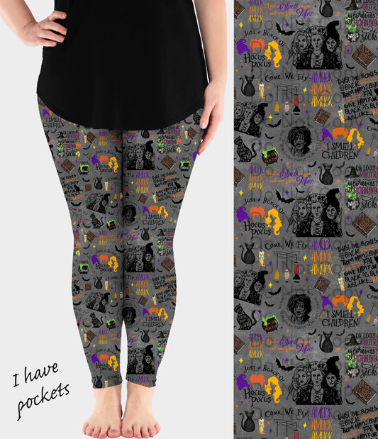 RTS - Grey Witch Leggings w/ Pockets