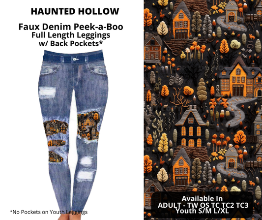 Haunted Hallow Faux Denim Full Length Peekaboo Leggings