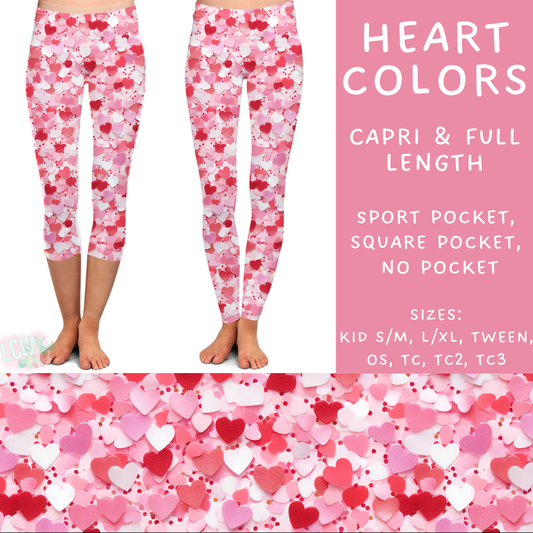 Batch #252 - Valentines Day - Closes 12/11 - ETA late Jan - Heart Colors Full and Capri Length Leggings