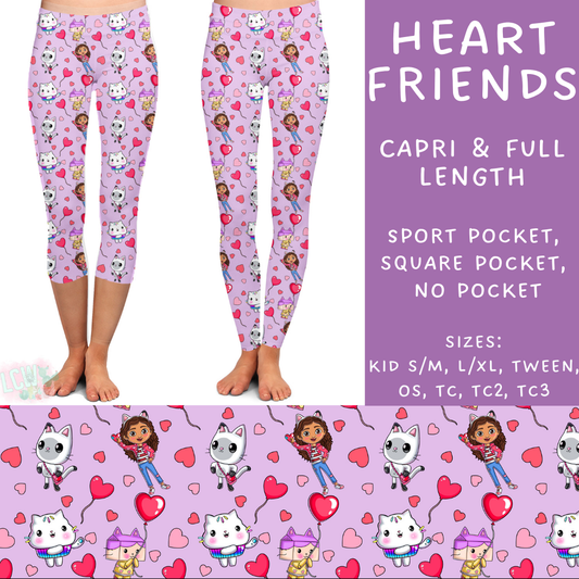 Batch #253 - Valentine Characters - Closes 12/13 - ETA mid/late Jan - Heart Friends Full and Capri Length Leggings