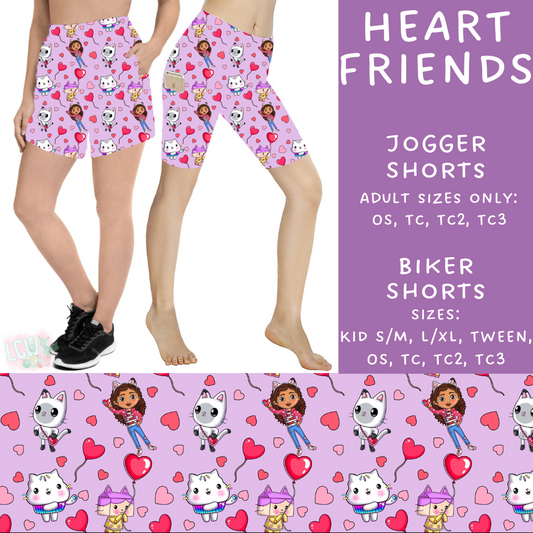 Batch #253 - Valentine Characters - Closes 12/13 - ETA mid/late Jan - Heart Friends Biker & Jogger Shorts