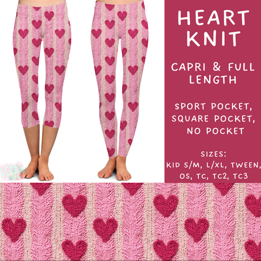 Batch #252 - Valentines Day - Closes 12/11 - ETA late Jan - Heart Knit Full and Capri Length Leggings