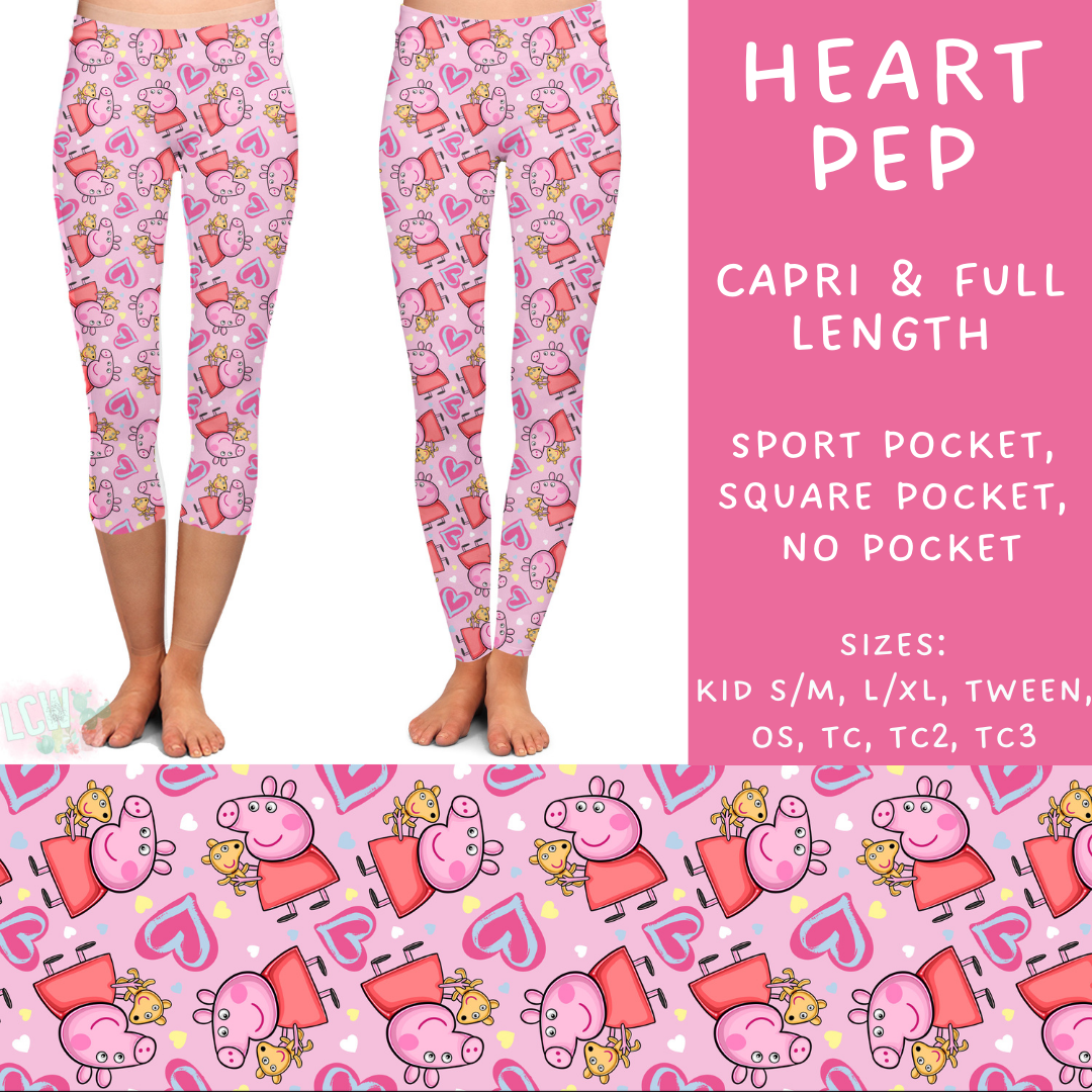 Batch #253 - Valentine Characters - Closes 12/13 - ETA mid/late Jan - Heart Pep Full and Capri Length Leggings