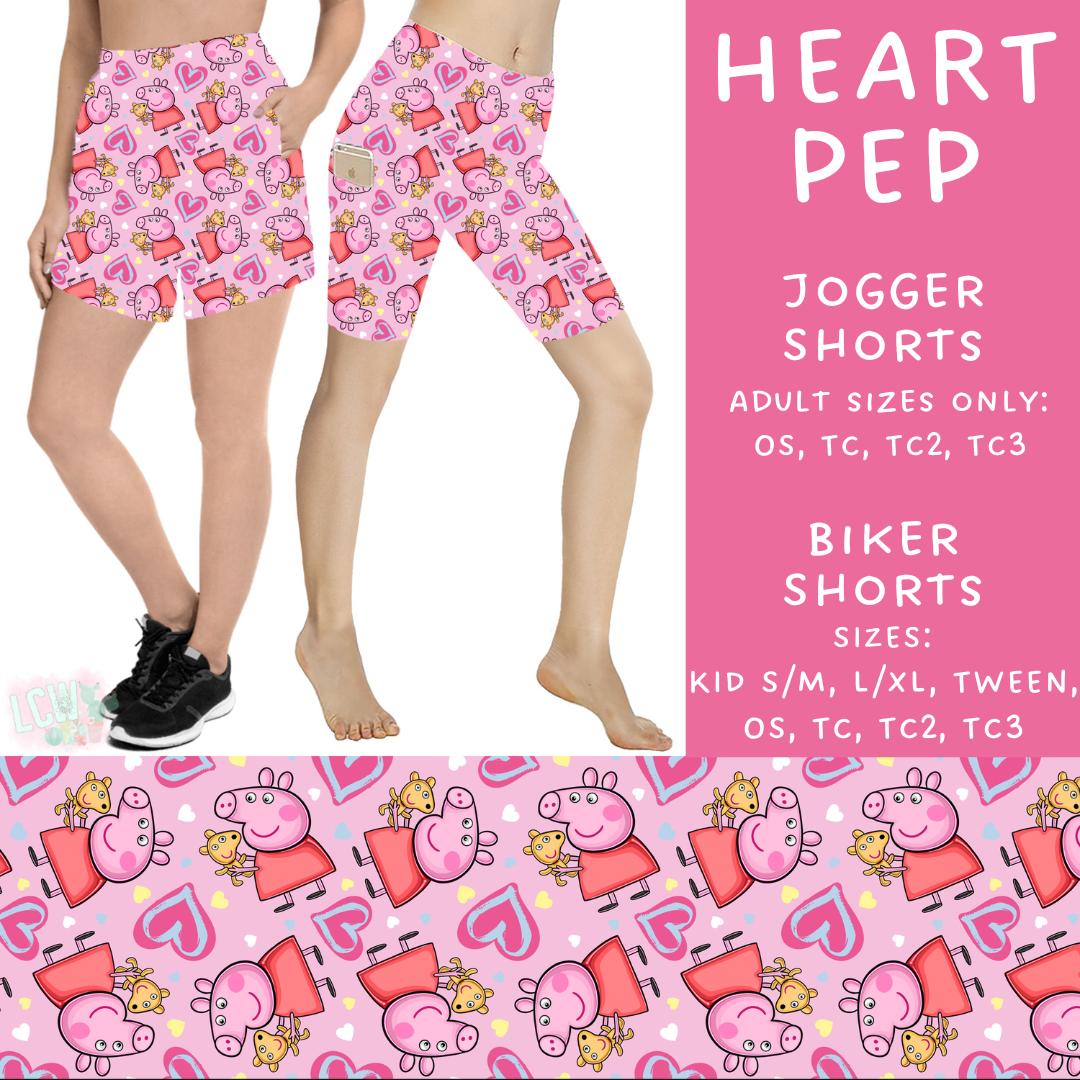 Batch #253 - Valentine Characters - Closes 12/13 - ETA mid/late Jan - Heart Pep Biker & Jogger Shorts