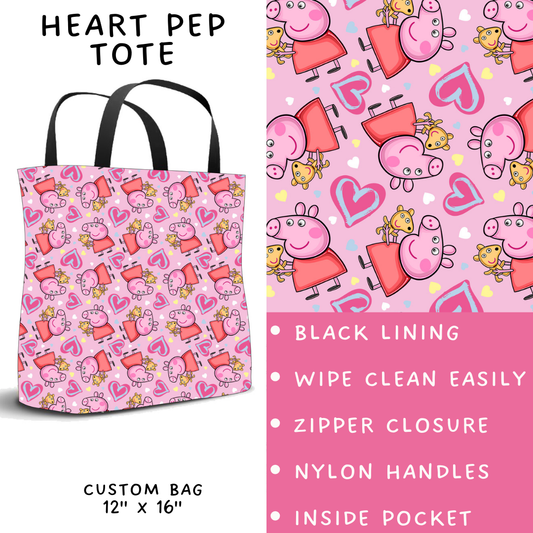 Batch #253 - Valentine Characters - Closes 12/13 - ETA mid/late Jan - Heart Pep Tote