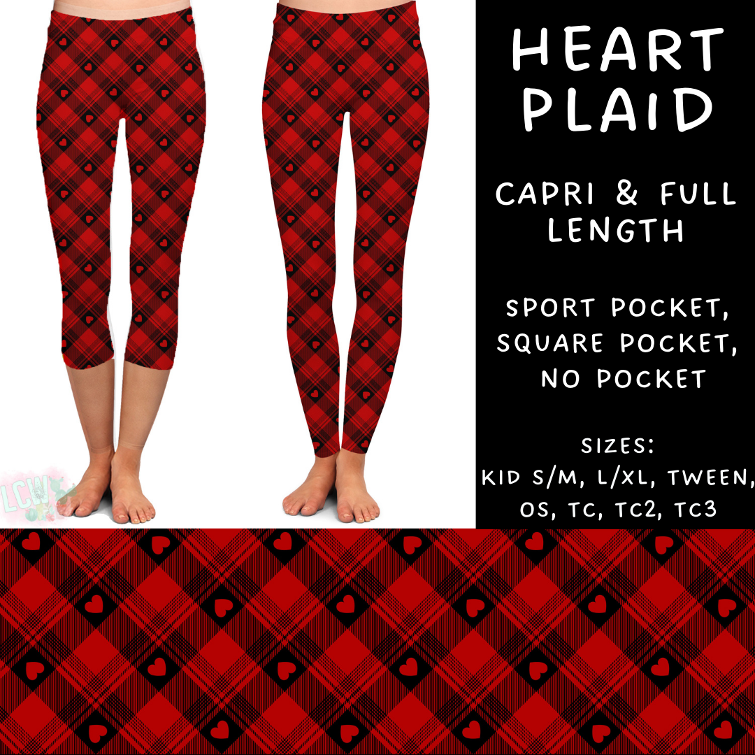 Batch #252 - Valentines Day - Closes 12/11 - ETA late Jan - Heart Plaid Full and Capri Length Leggings