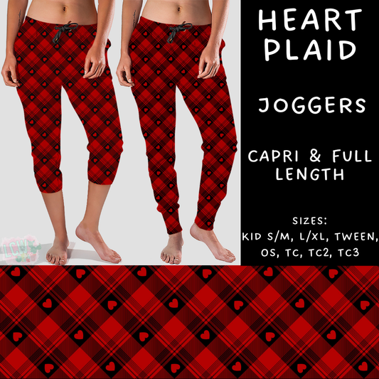 Batch #252 - Valentines Day - Closes 12/11 - ETA late Jan - Heart Plaid Full and Capri Length Joggers