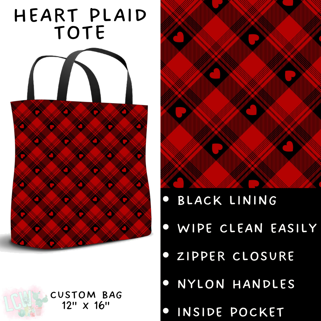 Batch #252 - Valentines Day - Closes 12/11 - ETA late Jan - Heart Plaid Tote