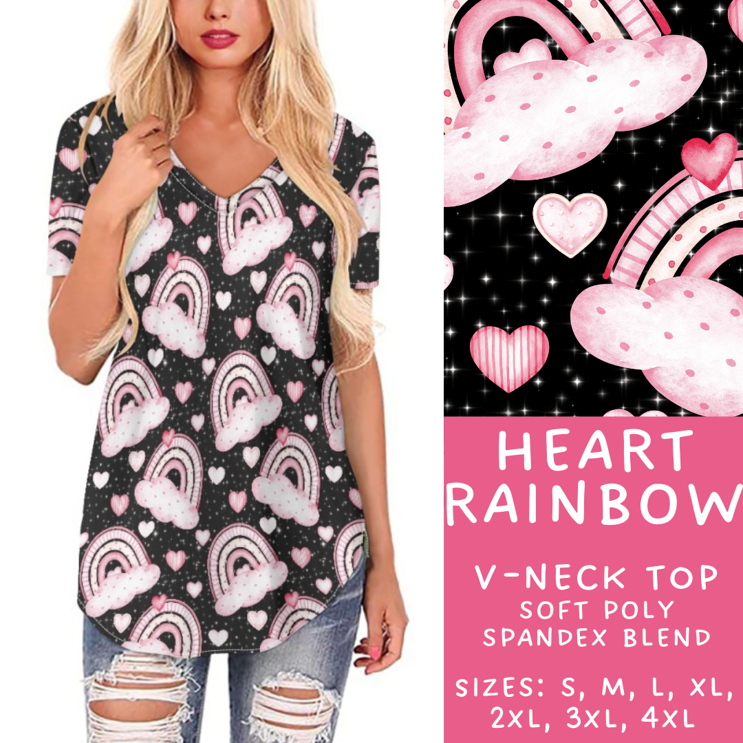 Batch #252 - Valentines Day - Closes 12/11 - ETA late Jan - Heart Rainbow V-Neck Tee