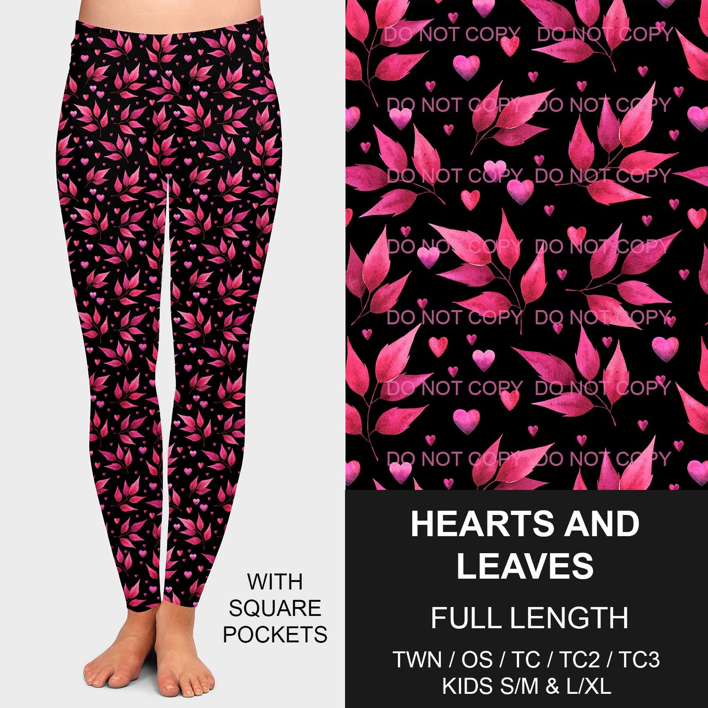 B197 - Preorder Hearts and Leaves Leggings w/ Pockets (Closes 12/01. ETA late Jan.)