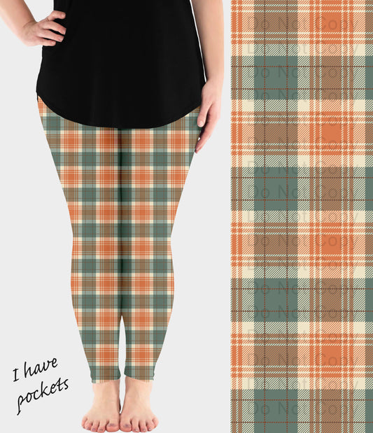 RTS - Hello Fall Plaid Leggings w/ Pockets