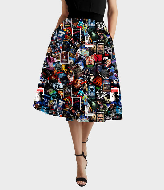 RTS - Horror Posters Swing Skirt w/ Pockets