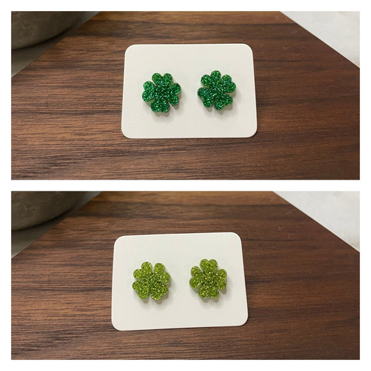 Acrylic Stud Earrings - Clover