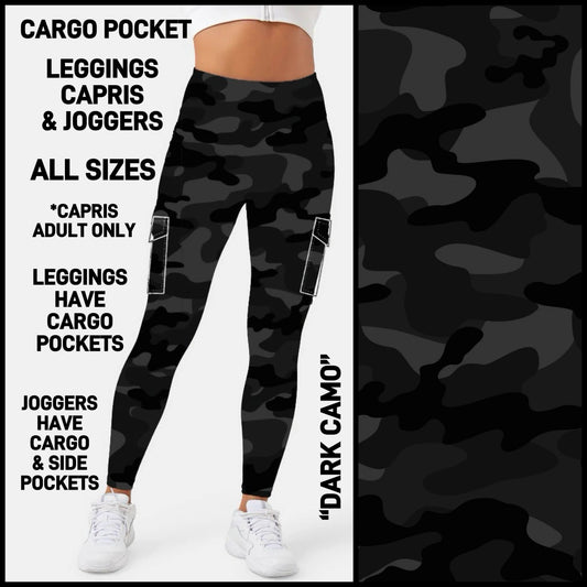 CA3P - Dark Camo Capris/Leggings/Unisex Joggers with Cargo Pockets - Preorder ETA: Late Jan