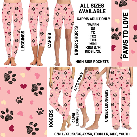 VD2B - Paws To Love Biker/Capris/Leggings with High Side Pockets - Preorder ETA: Late Jan