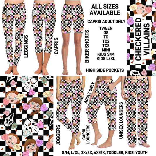 VD2B - Checkered Villains Biker/Capris/Leggings with High Side Pockets - Preorder ETA: Late Jan