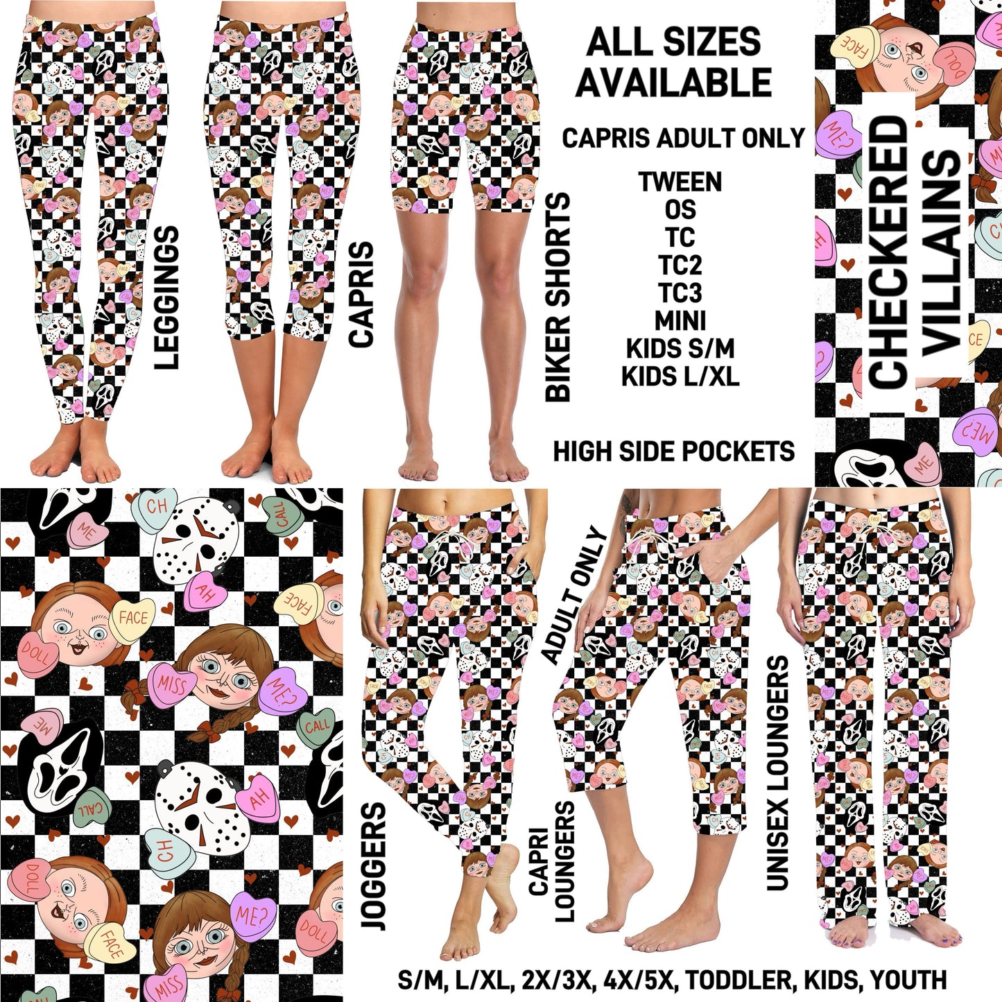 VD2B - Checkered Villains Unisex Full Joggers/Unisex Capri/Full Loungers - Preorder ETA: Late Jan