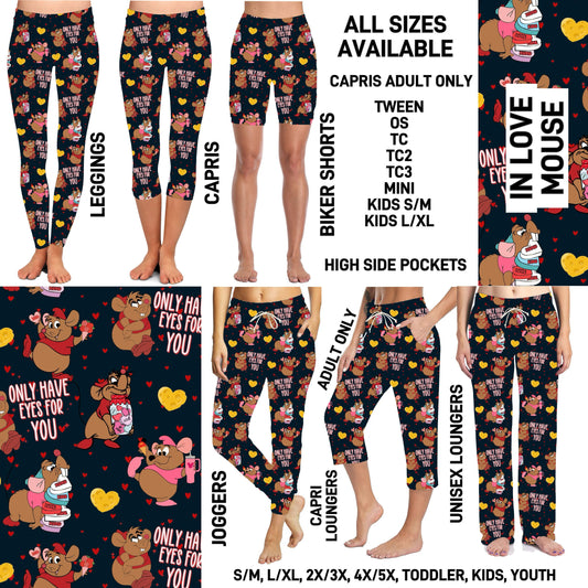 VD2B - In Love Mouse Biker/Capris/Leggings with High Side Pockets - Preorder ETA: Late Jan