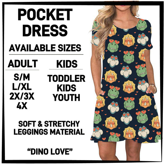 VD2B - Dino Love Pocket Dress - Preorder ETA: Late Jan