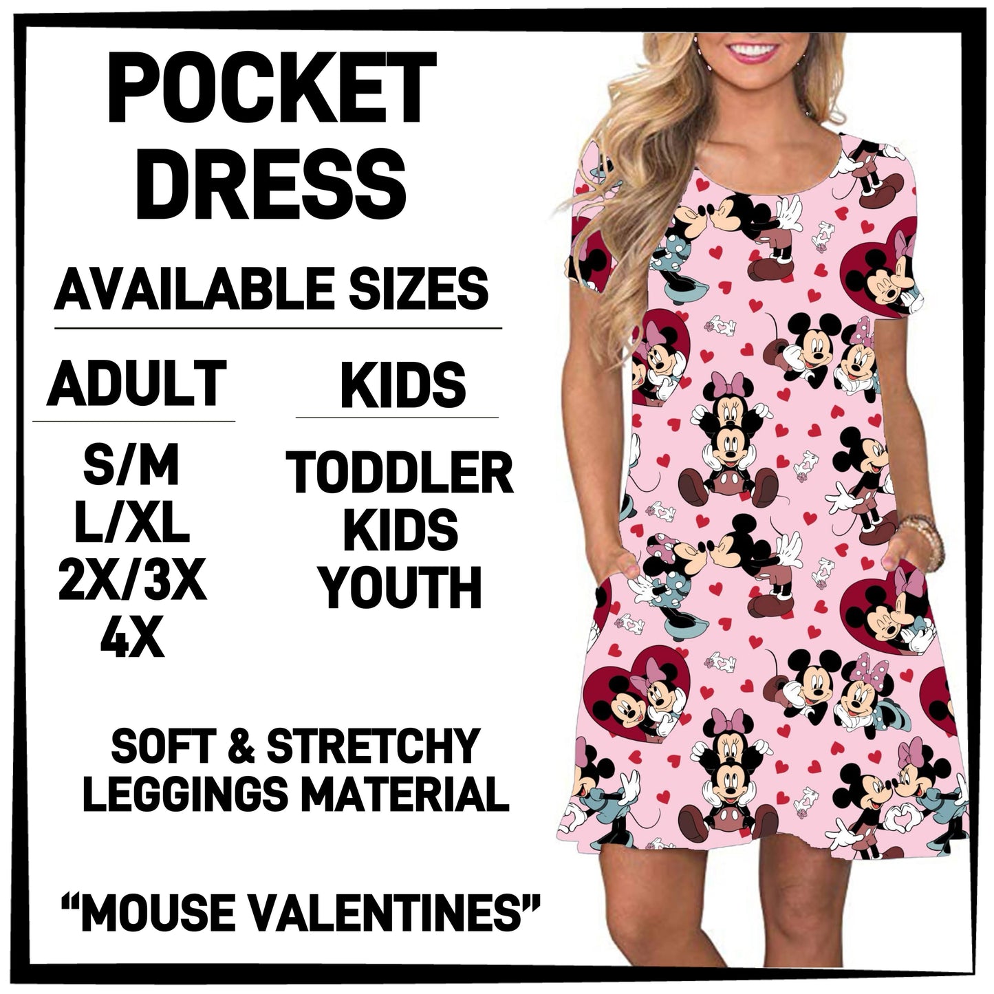 VD2B - Mouse Valentines Pocket Dress - Preorder ETA: Late Jan