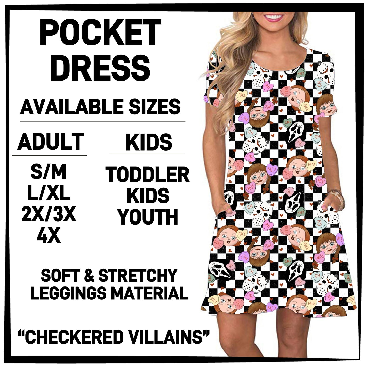 VD2B - Checkered Villains Pocket Dress - Preorder ETA: Late Jan