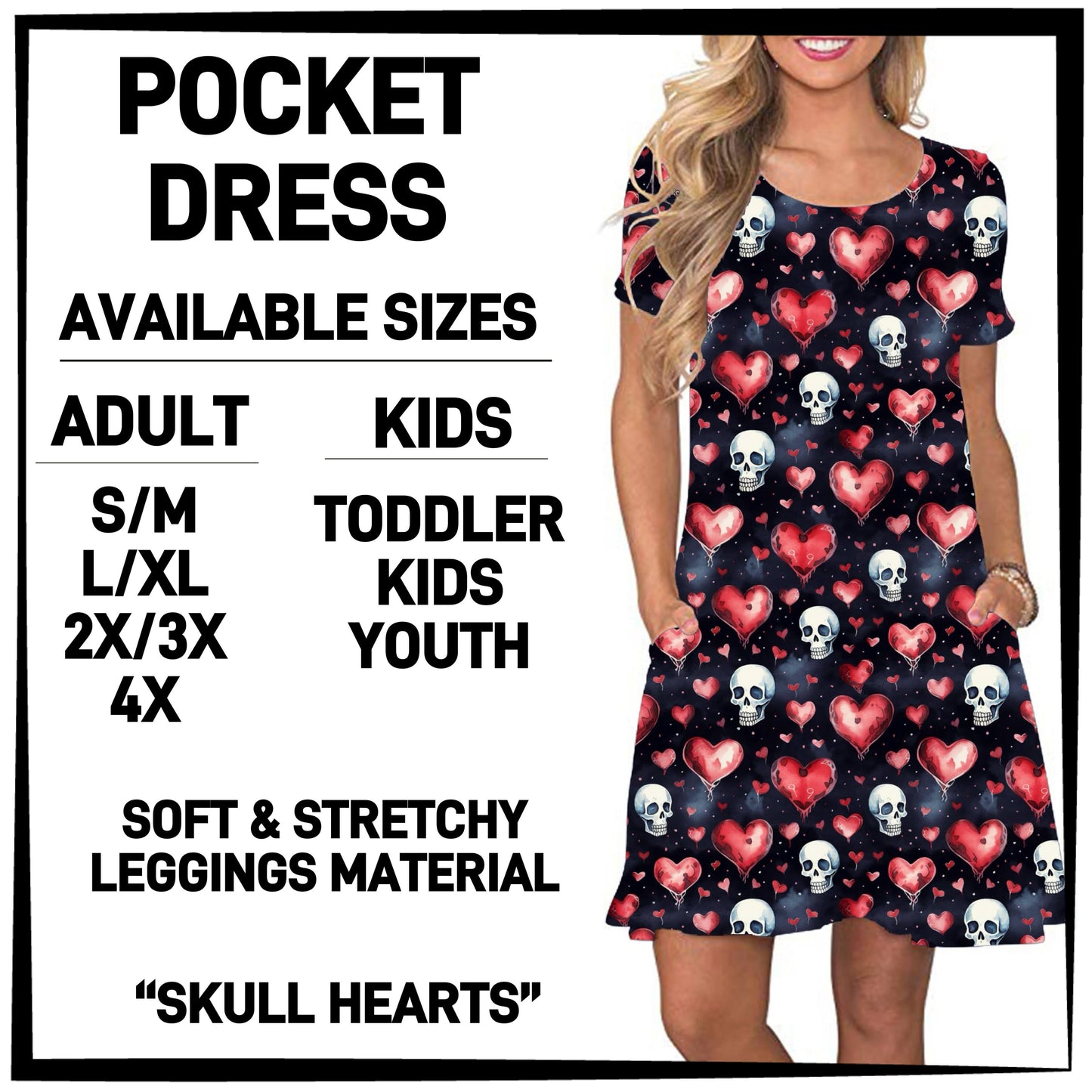 VD2B - Skull Hearts Pocket Dress - Preorder ETA: Late Jan