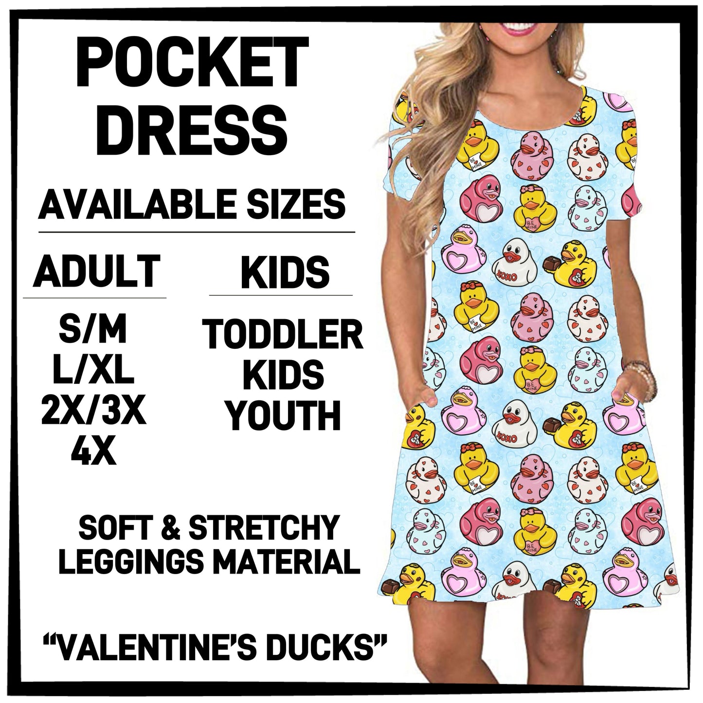 VD2B - Valentine's Ducks Pocket Dress - Preorder ETA: Late Jan