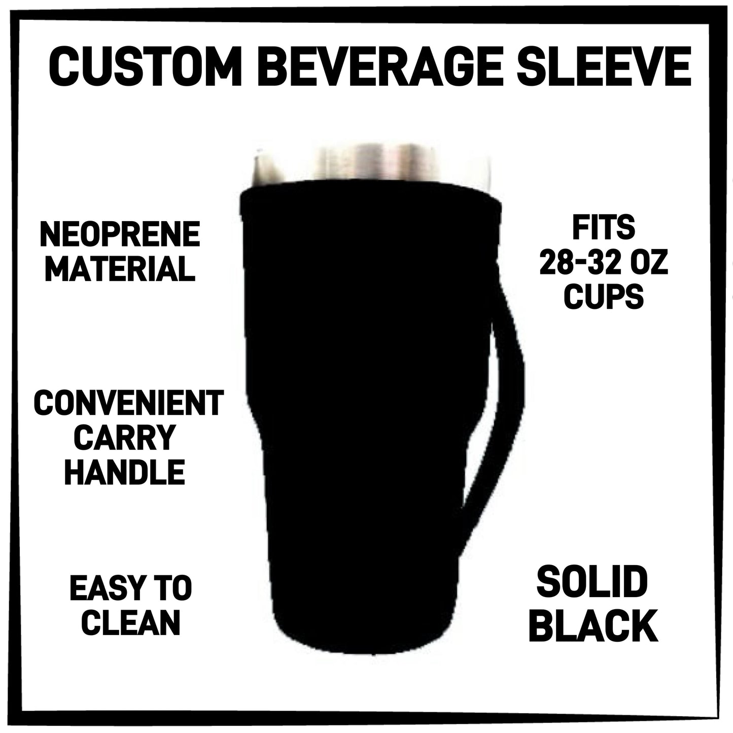 BS1L - Solid Black 28-32oz Beverage Sleeves - Preorder ETA: Late Jan