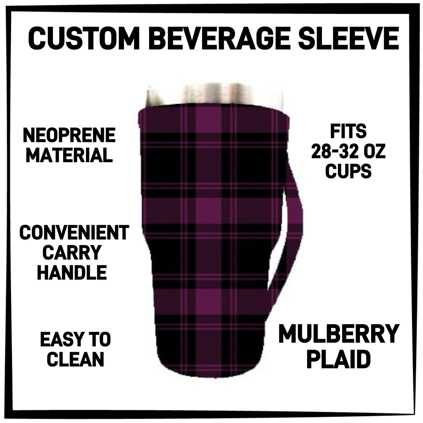 BS1L - Mulberry Plaid 28-32oz Beverage Sleeves - Preorder ETA: Late Jan