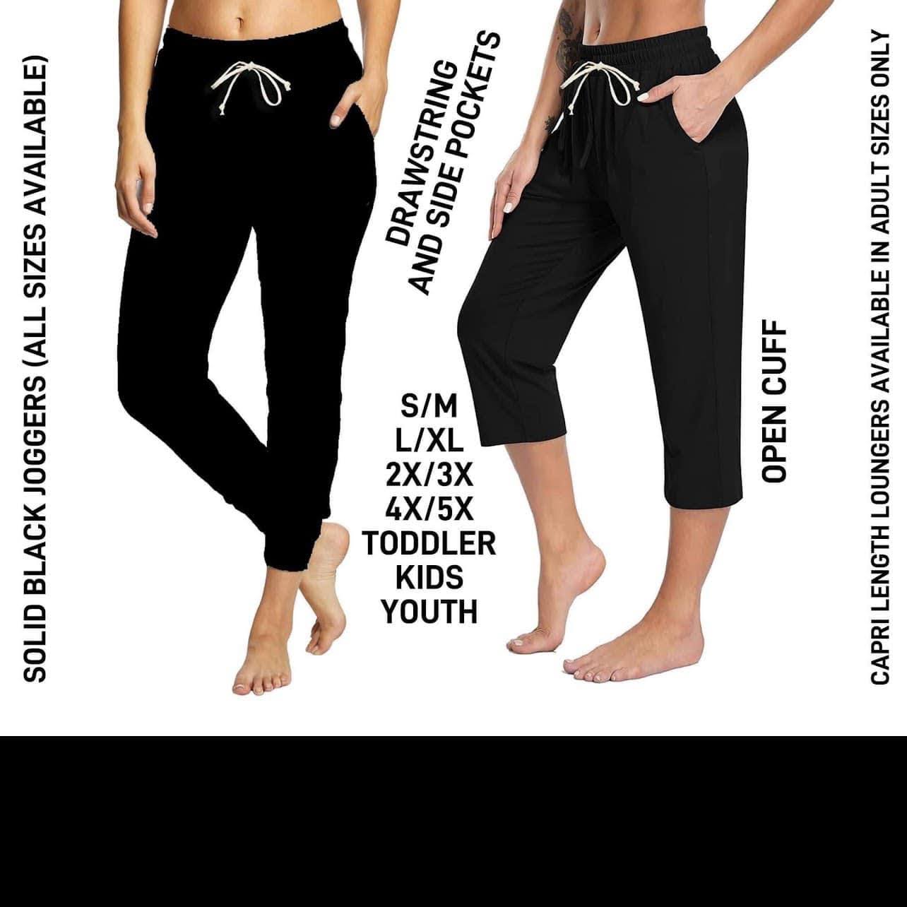 BL3O - Solid Black Unisex Full Joggers/Unisex Capri Loungers - Preorder ETA: Early Feb