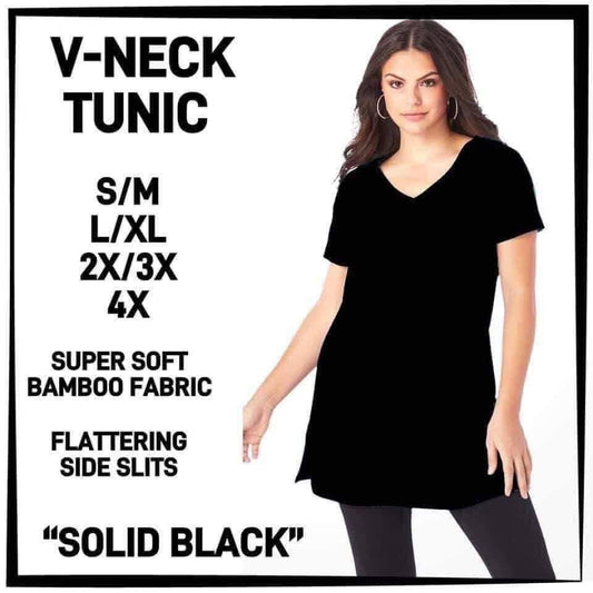 BL3O - Solid Black V-Neck Tunic - Preorder ETA: Early Feb