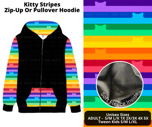 Preorder! Closes 12/2. ETA Feb. Kitty Stripes Zip-Up or Pullover Hoodie