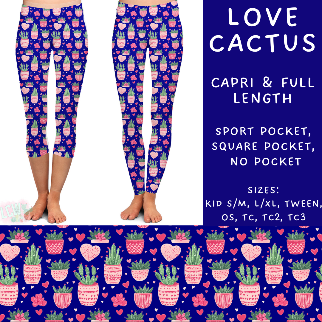 Batch #252 - Valentines Day - Closes 12/11 - ETA late Jan - Love Cactus Full and Capri Length Leggings